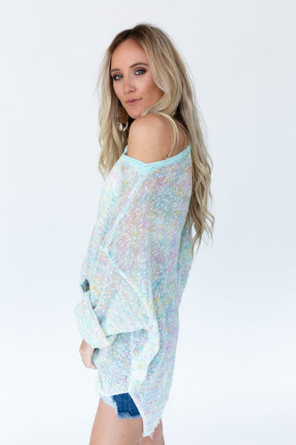 Speckled Beauty Pullover Sweater - Mint