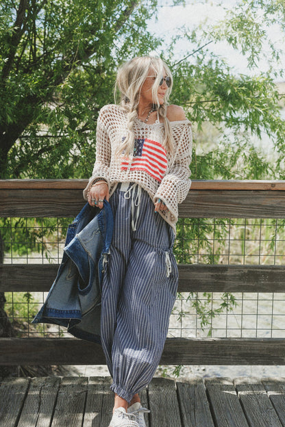 Americana Flag Hoodie - Beige