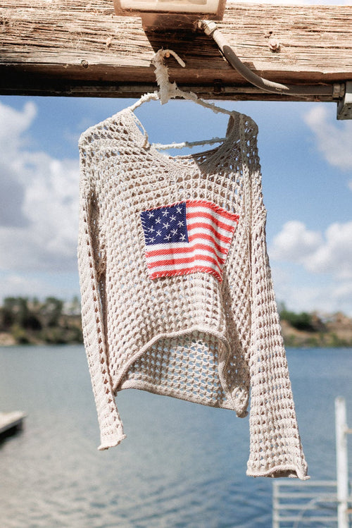 Americana Flag Hoodie - Beige