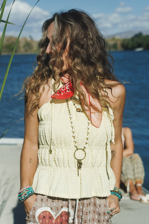 Skylie Tie Halter Top - Yellow
