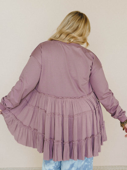 On Your Side Tiered Ruffle Hem Top - Mauve