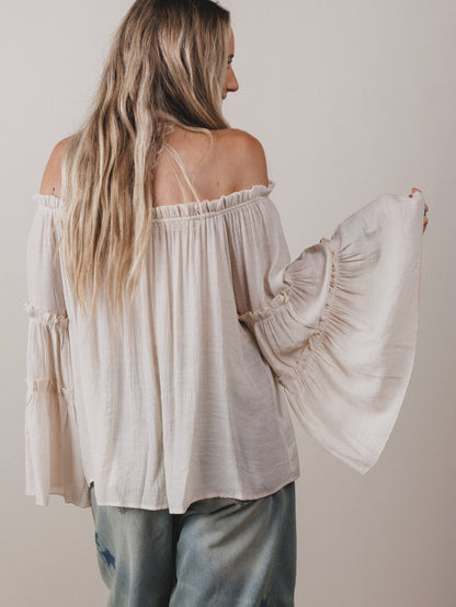 Petal Dancer Bell Sleeve Top - Beige