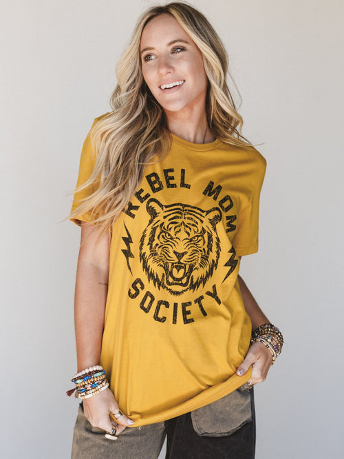 The Nest Rebel Mom Society Tee - Mustard