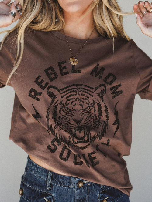 The Nest Rebel Mom Society Tee - Vintage Brown