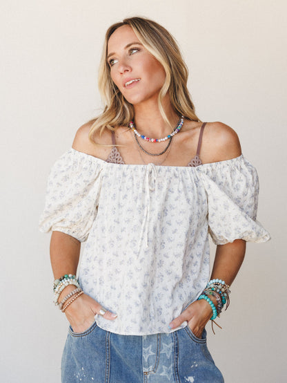 Garden Tale Blouse - Dusty Blue
