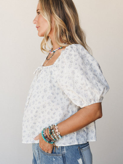 Garden Tale Blouse - Dusty Blue