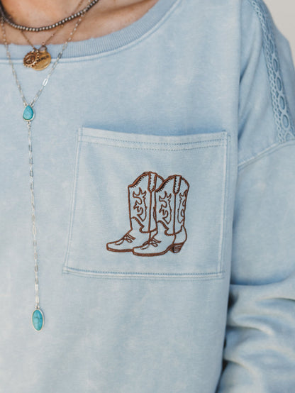 Boots Pocket Sweatshirt - Denim