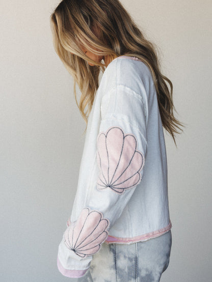By The Shore Long Sleeve Top - Shell Whisper
