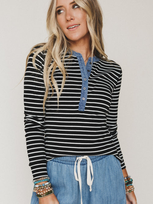 Fieldtrip Stripe Top - Black
