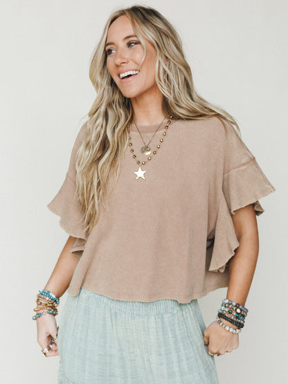 Ruffle Sleeve Tee - Coco