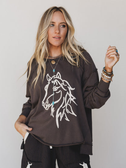 Running with Horses Sweatshirt - Ash Black