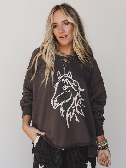 Running with Horses Sweatshirt - Ash Black