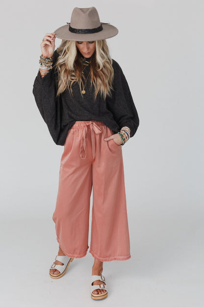 The Nest Fly With Me Batwing Sleeve Knit Sweater - Charcoal