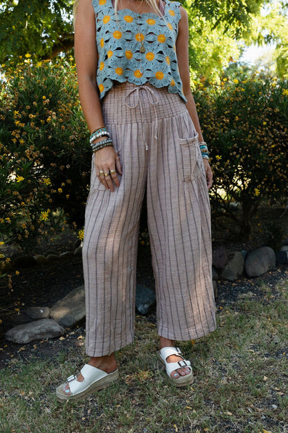 Solana Striped Pants - Mocha