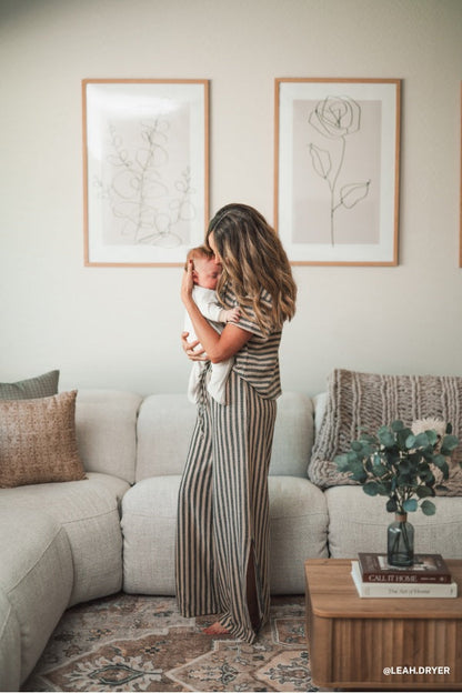 The Nest Ibiza Breeze Drawstring Pants - Taupe Black