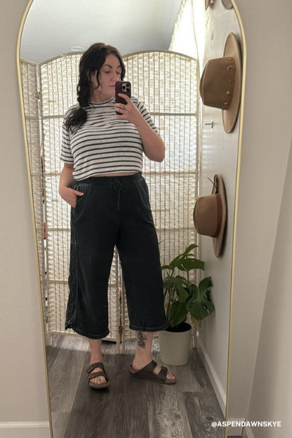 So Comfy Wide Leg Pant Cropped Length - Charcoal