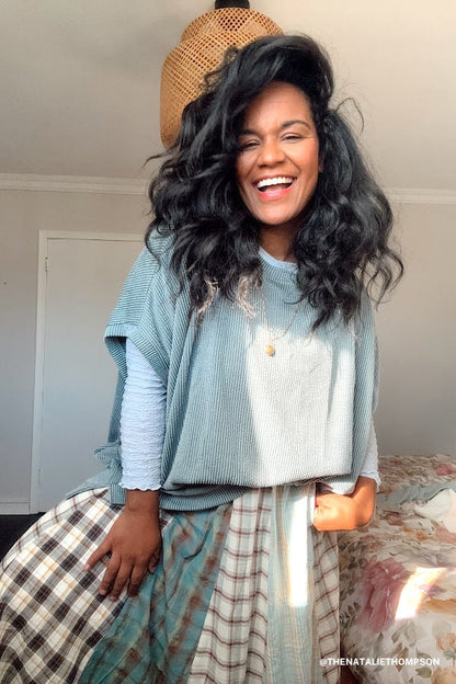 The Nest Moon Glow Texture Knit Top - Seafoam