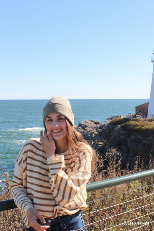 All My Stripes Oversized Sweater - Mustard