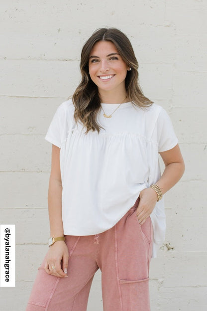 Sunday Morning Babydoll Top - White