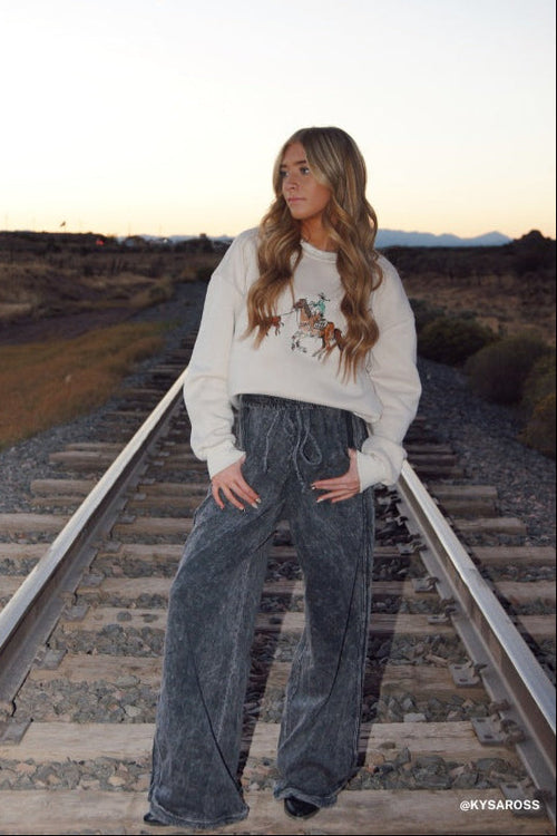 So Comfy Wide Leg Pant Full Length - Charcoal