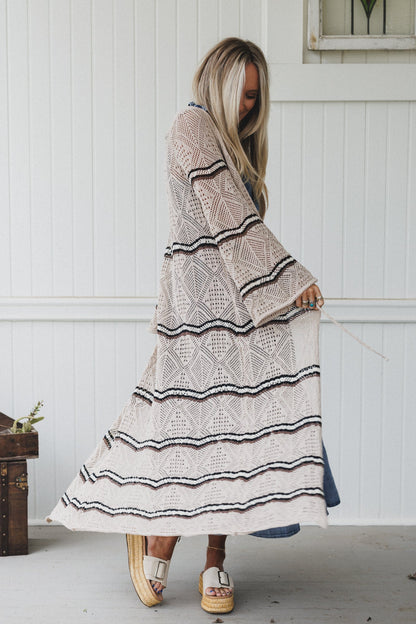 Crochet Breeze Cardigan Duster - Oatmeal