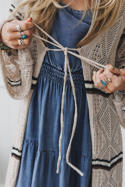 Crochet Breeze Cardigan Duster - Oatmeal