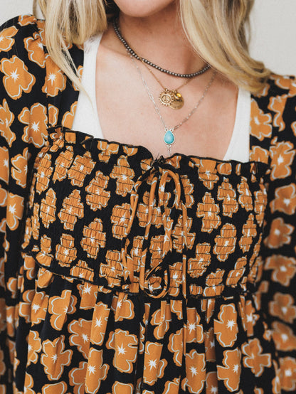Flower Mesa Top - Black