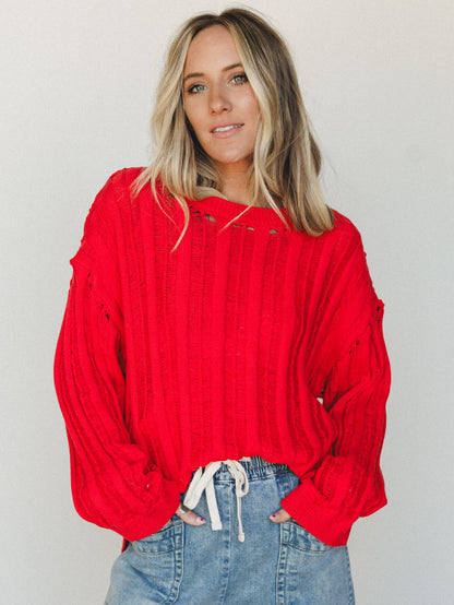 Through it All Sweater - Red Orange