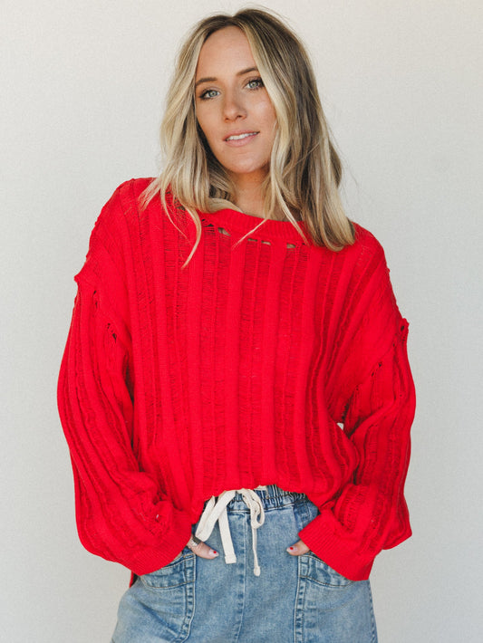 Through it All Sweater - Red Orange