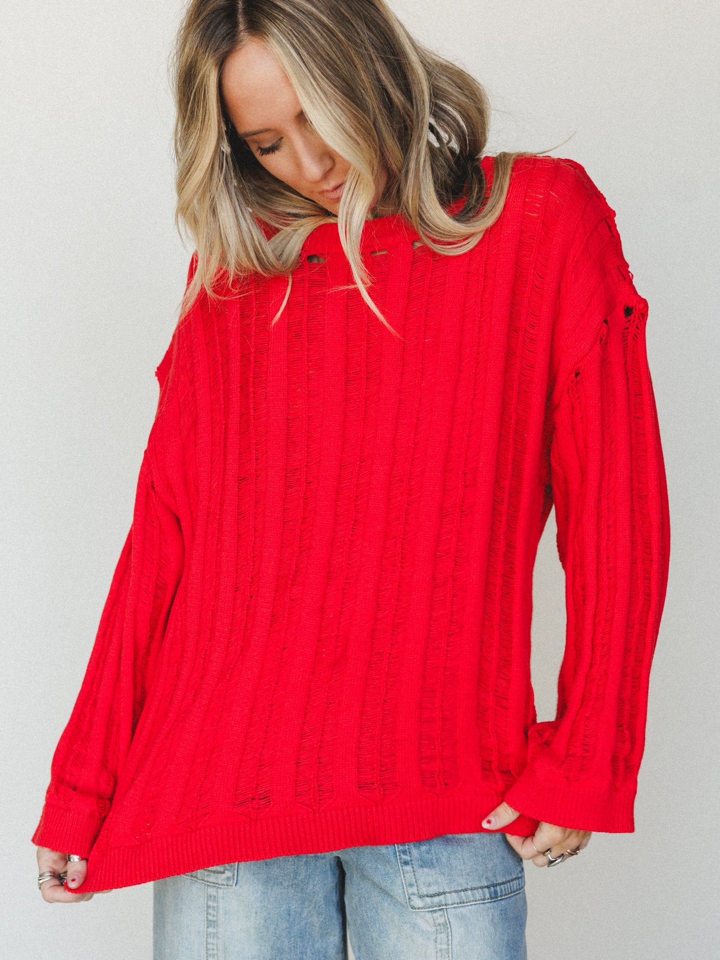Through it All Sweater - Red Orange