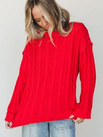 Through it All Sweater - Red Orange
