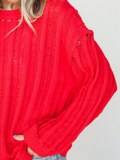 Through it All Sweater - Red Orange