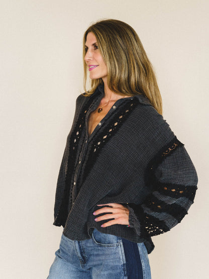 Hideout Button Up Top - Black