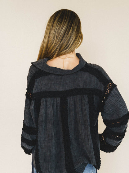 Hideout Button Up Top - Black