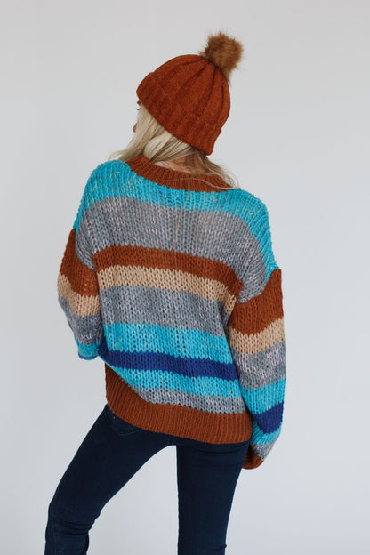 Go For It Striped Sweater - Blue