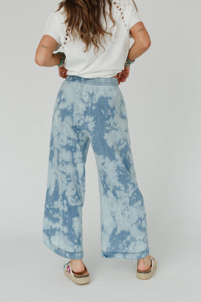 The Nest So Comfy Wide Leg Denim Pant - Bleach Dye Denim