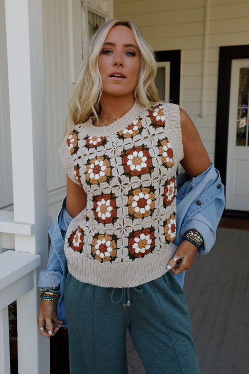 Retro Roadtrip Crochet Top - Natural