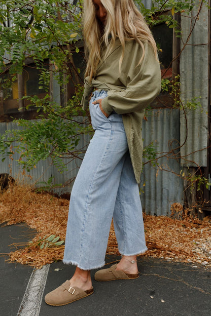 Simply You Wide Leg Jeans - Washed Denim