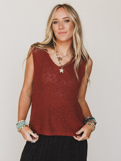 Jane Marie Sweater Top - Rust