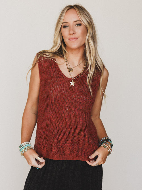Jane Marie Sweater Top - Rust