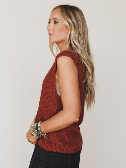 Jane Marie Sweater Top - Rust