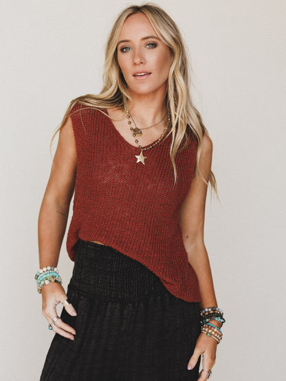 Jane Marie Sweater Top - Rust