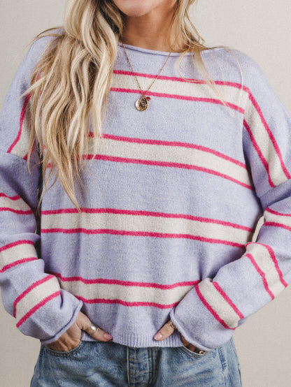Wild Current Striped Pullover - Lavender
