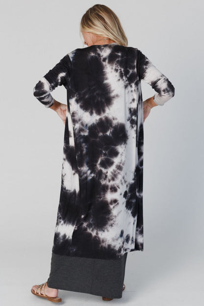 My Go To Duster Cardigan - Black Tie Dye