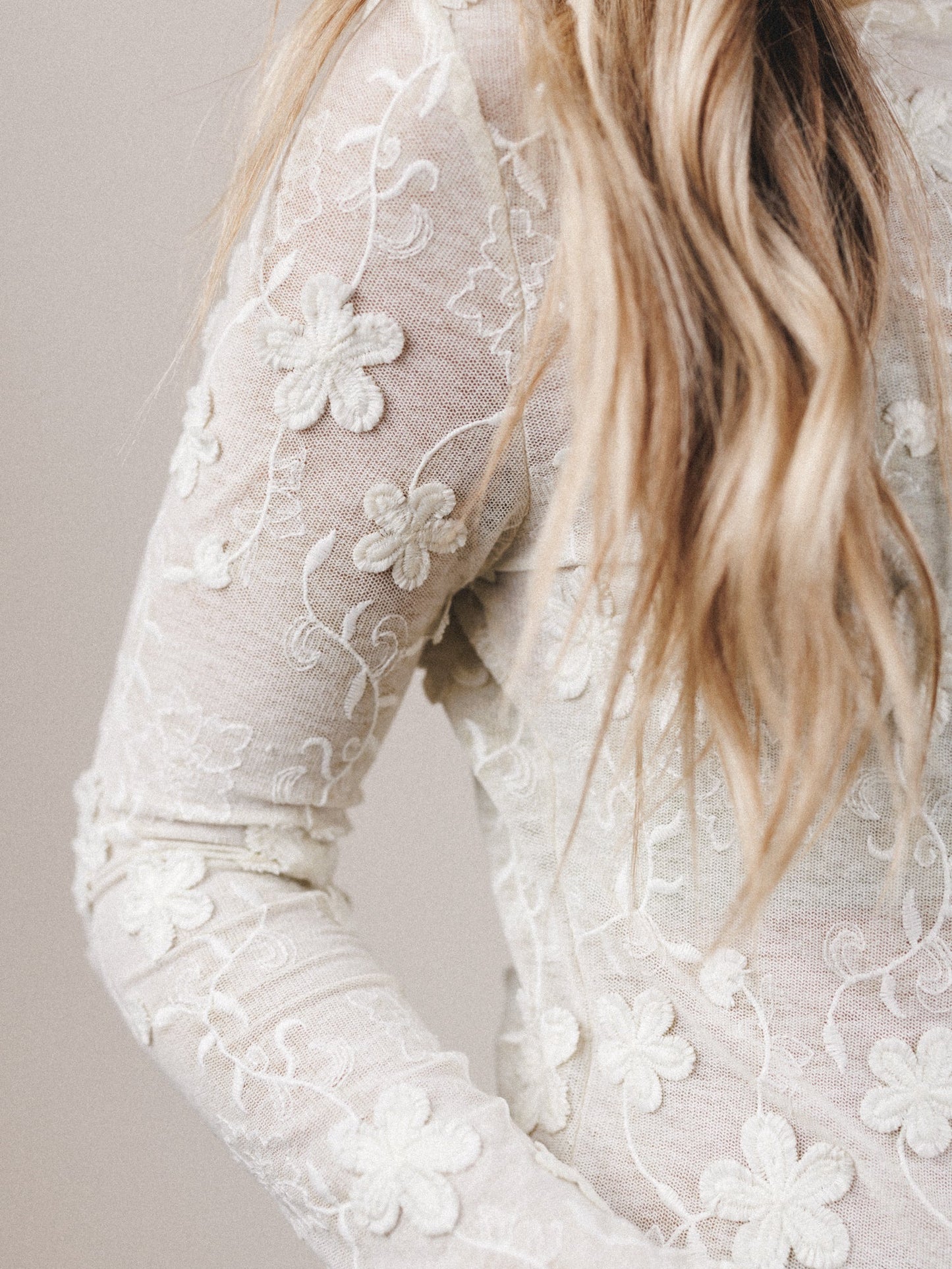 Daisy Veil Mesh Top  - Ivory