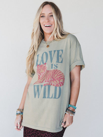 The Nest Love Is Wild Graphic Tee - Khaki