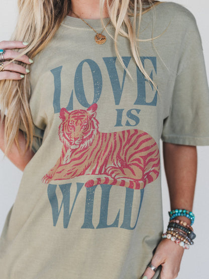 The Nest Love Is Wild Graphic Tee - Khaki
