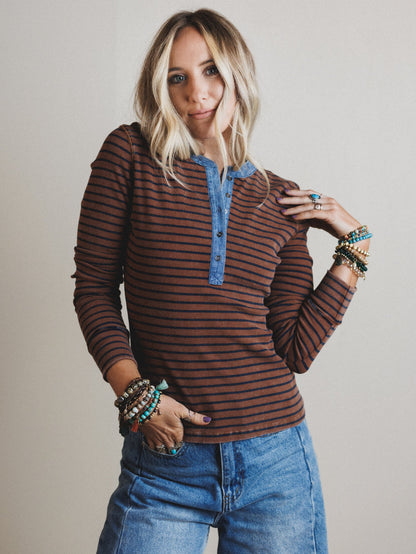 Fieldtrip Stripe Top - Rust