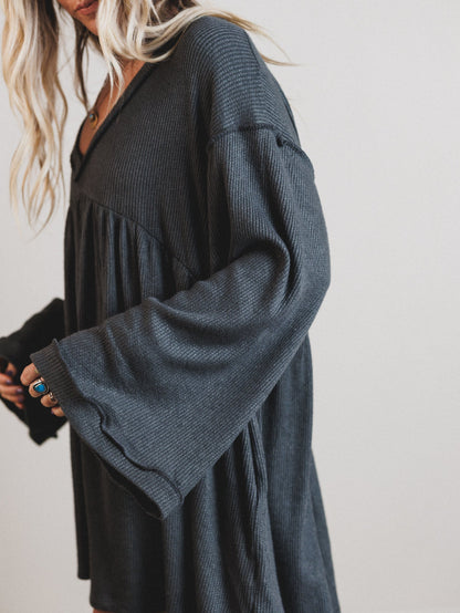 The Nest Carefree Mini Dress - Two Tone Charcoal
