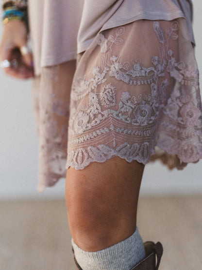 Prima Lace Hem Slip - Mocha